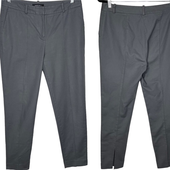Lafayette 148 Gray Straight Leg Ankle Pants Sz 8 Stretch Center Seams High Rise - Picture 1 of 12